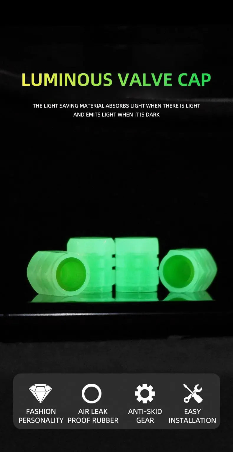 GlowCaps – 4pcs Luminous Tire Valve Lights